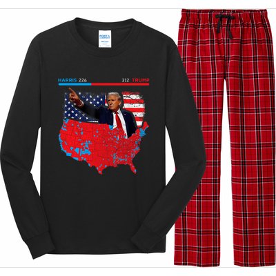 2024 Electoral Map Trump 312 Red 2024 Election Results Map Long Sleeve Pajama Set