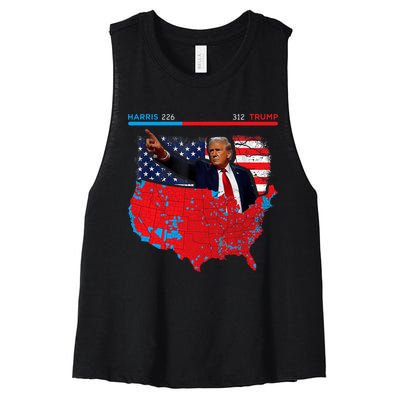 2024 Electoral Map Trump 312 Red 2024 Election Results Map Women's Racerback Cropped Tank