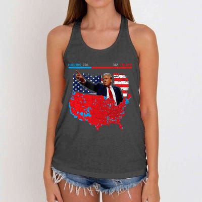 2024 Electoral Map Trump 312 Red 2024 Election Results Map Women's Knotted Racerback Tank