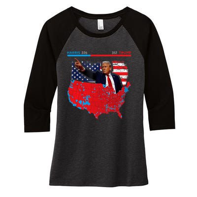 2024 Electoral Map Trump 312 Red 2024 Election Results Map Women's Tri-Blend 3/4-Sleeve Raglan Shirt