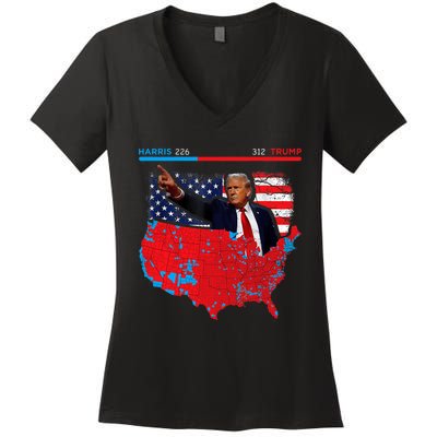 2024 Electoral Map Trump 312 Red 2024 Election Results Map Women's V-Neck T-Shirt