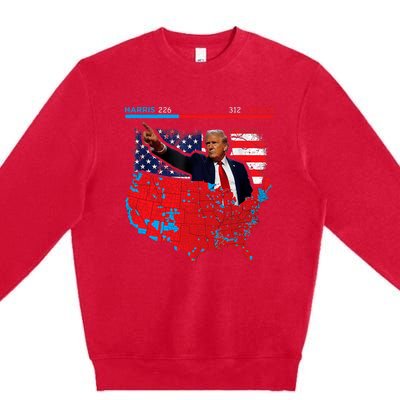 2024 Electoral Map Trump 312 Red 2024 Election Results Map Premium Crewneck Sweatshirt