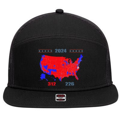 2024 Electoral Map Trump 312 Red 2024 Election Results Map 7 Panel Mesh Trucker Snapback Hat