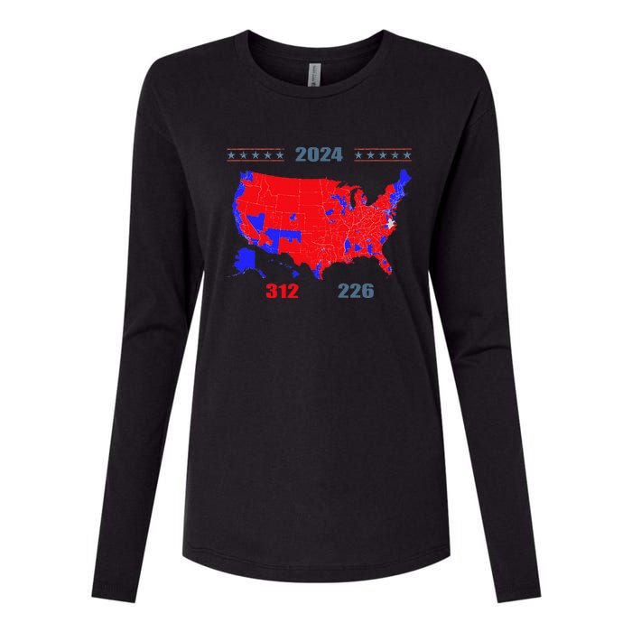 2024 Electoral Map Trump 312 Red 2024 Election Results Map Womens Cotton Relaxed Long Sleeve T-Shirt