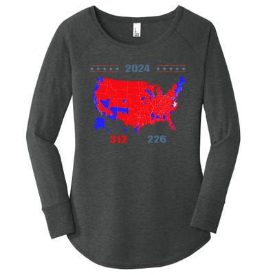 2024 Electoral Map Trump 312 Red 2024 Election Results Map Women's Perfect Tri Tunic Long Sleeve Shirt