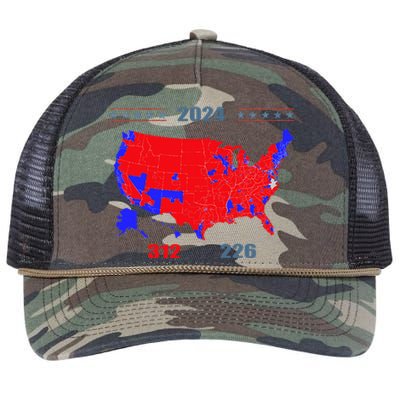 2024 Electoral Map Trump 312 Red 2024 Election Results Map Retro Rope Trucker Hat Cap