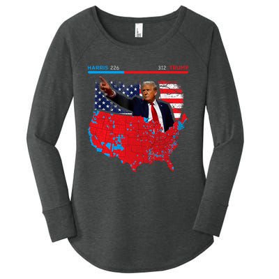 2024 Electoral Map Trump 312 Red 2024 Election Results Map Women's Perfect Tri Tunic Long Sleeve Shirt