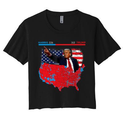 2024 Electoral Map Trump 312 Red 2024 Election Results Map Women's Crop Top Tee