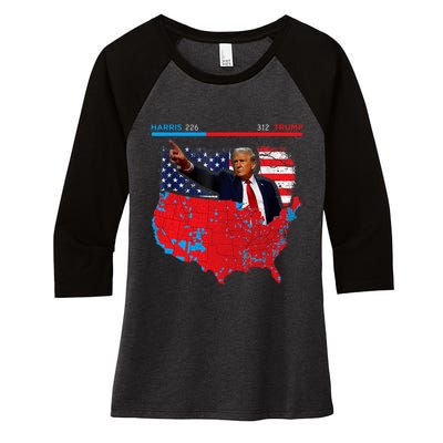 2024 Electoral Map Trump 312 Red 2024 Election Results Map Women's Tri-Blend 3/4-Sleeve Raglan Shirt