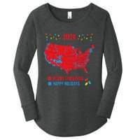 2024 Electoral Map Merry Christmas Trump Landslide Holiday Women's Perfect Tri Tunic Long Sleeve Shirt