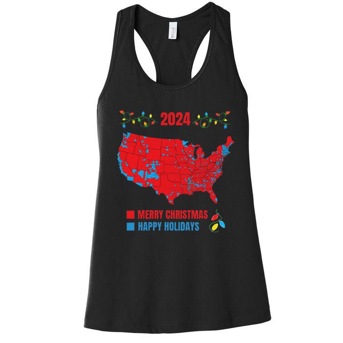 2024 Electoral Map Merry Christmas Trump Landslide Holiday Women's Racerback Tank