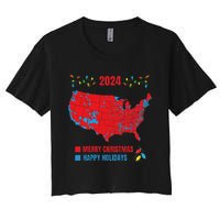 2024 Electoral Map Merry Christmas Trump Landslide Holiday Women's Crop Top Tee