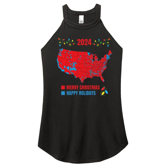 2024 Electoral Map Merry Christmas Trump Landslide Holiday Women's Perfect Tri Rocker Tank