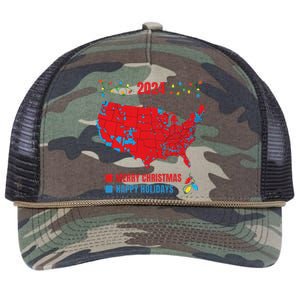 2024 Electoral Map Merry Christmas Trump Landslide Holiday Retro Rope Trucker Hat Cap