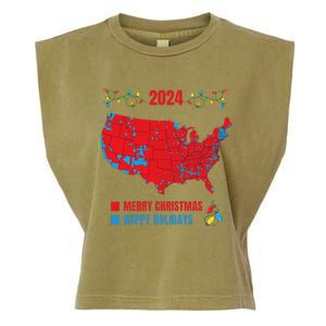 2024 Electoral Map Merry Christmas Trump Landslide Holiday Garment-Dyed Women's Muscle Tee