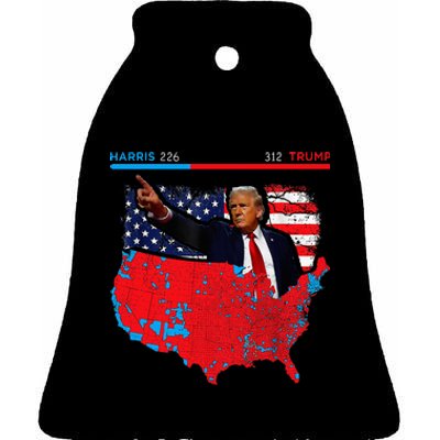 2024 Electoral Map Trump 312 Red 2024 Election Results Map Ceramic Bell Ornament