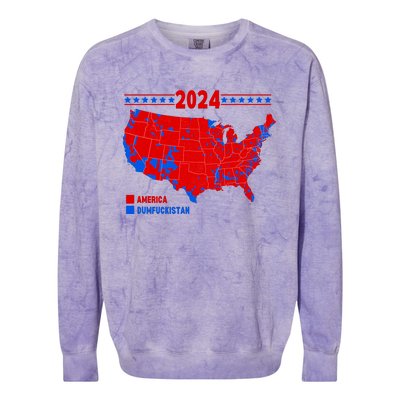 2024 Electoral Map America Dumfuckistan Election Humor Colorblast Crewneck Sweatshirt