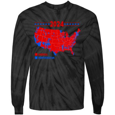 2024 Electoral Map America Dumfuckistan Election Humor Tie-Dye Long Sleeve Shirt