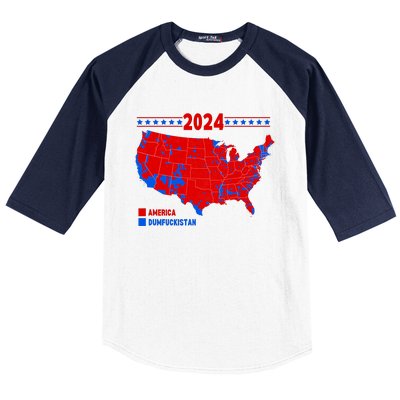 2024 Electoral Map America Dumfuckistan Election Humor Baseball Sleeve Shirt