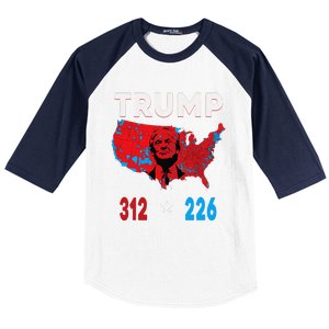 2024 Electoral Map Trump 312 Red Election 2024 Results Map Baseball Sleeve Shirt