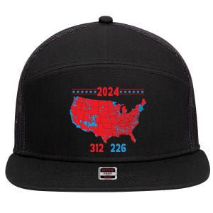 2024 Electoral Map Trump 312 Red 2024 Election Results Map Gift 7 Panel Mesh Trucker Snapback Hat