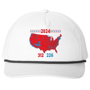 2024 Electoral Map Trump 312 Red 2024 Election Results Map Gift Snapback Five-Panel Rope Hat