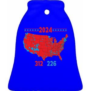 2024 Electoral Map Trump 312 Red 2024 Election Results Map Gift Ceramic Bell Ornament