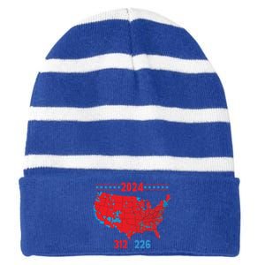 2024 Electoral Map Trump 312 Red 2024 Election Results Map Gift Striped Beanie with Solid Band