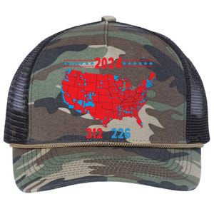 2024 Electoral Map Trump 312 Red 2024 Election Results Map Gift Retro Rope Trucker Hat Cap