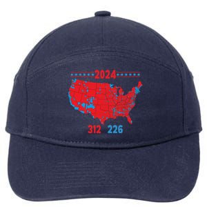 2024 Electoral Map Trump 312 Red 2024 Election Results Map Gift 7-Panel Snapback Hat