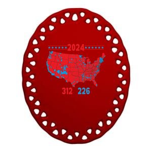 2024 Electoral Map Trump 312 Red 2024 Election Results Map Gift Ceramic Oval Ornament