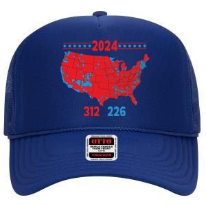 2024 Electoral Map Trump 312 Red 2024 Election Results Map Gift High Crown Mesh Back Trucker Hat