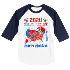 2024 Electoral Map Merry Christmas Trump Landslide Holiday Baseball Sleeve Shirt