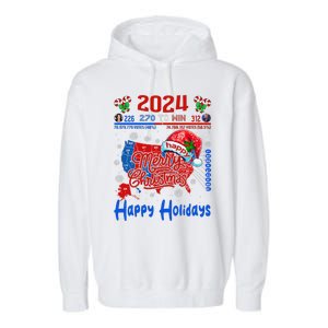 2024 Electoral Map Merry Christmas Trump Landslide Holiday Garment-Dyed Fleece Hoodie