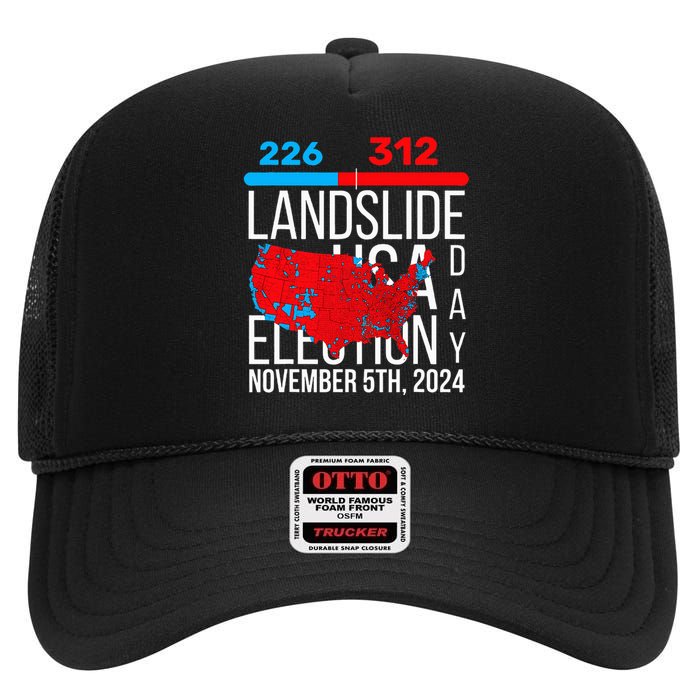 2024 Electoral Map Final Votes 312 Trump Landslide High Crown Mesh Back Trucker Hat