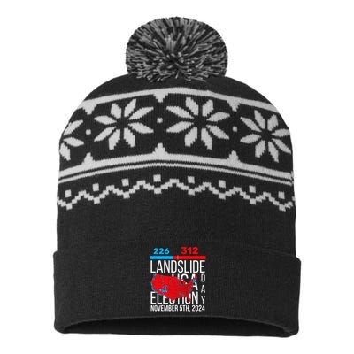 2024 Electoral Map Final Votes 312 Trump Landslide USA-Made Snowflake Beanie