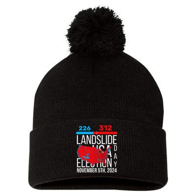 2024 Electoral Map Final Votes 312 Trump Landslide Pom Pom 12in Knit Beanie