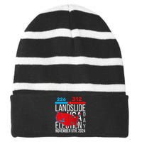 2024 Electoral Map Final Votes 312 Trump Landslide Striped Beanie with Solid Band