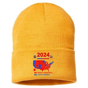 2024 Electoral Map Merry Christmas Trump Landslide Holiday Sustainable Knit Beanie