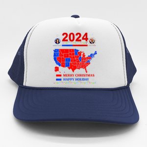 2024 Electoral Map Merry Christmas Trump Landslide Holiday Trucker Hat