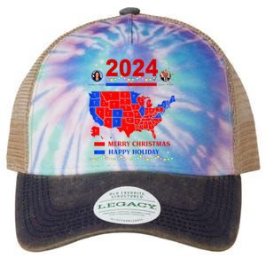 2024 Electoral Map Merry Christmas Trump Landslide Holiday Legacy Tie Dye Trucker Hat