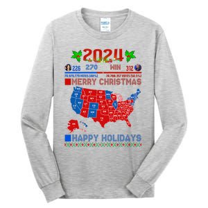 2024 Electoral Map Merry Christmas Trump Landslide Holiday Tall Long Sleeve T-Shirt