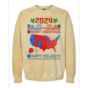 2024 Electoral Map Merry Christmas Trump Landslide Holiday Colorblast Crewneck Sweatshirt