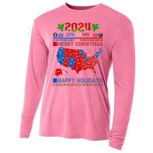 2024 Electoral Map Merry Christmas Trump Landslide Holiday Cooling Performance Long Sleeve Crew