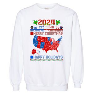 2024 Electoral Map Merry Christmas Trump Landslide Holiday Garment-Dyed Sweatshirt