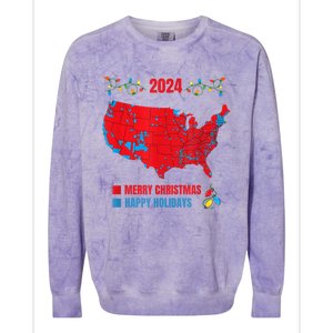 2024 Electoral Map Merry Christmas Trump Landslide Holiday Colorblast Crewneck Sweatshirt