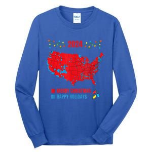 2024 Electoral Map Merry Christmas Trump Landslide Holiday Tall Long Sleeve T-Shirt