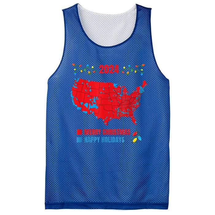 2024 Electoral Map Merry Christmas Trump Landslide Holiday Mesh Reversible Basketball Jersey Tank