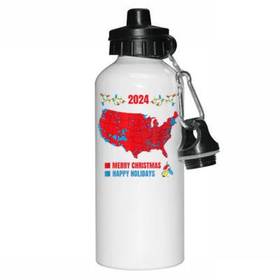 2024 Electoral Map Merry Christmas Trump Landslide Holiday Aluminum Water Bottle 