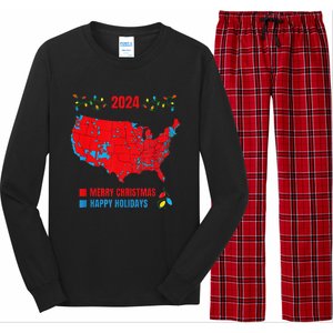 2024 Electoral Map Merry Christmas Trump Landslide Holiday Long Sleeve Pajama Set